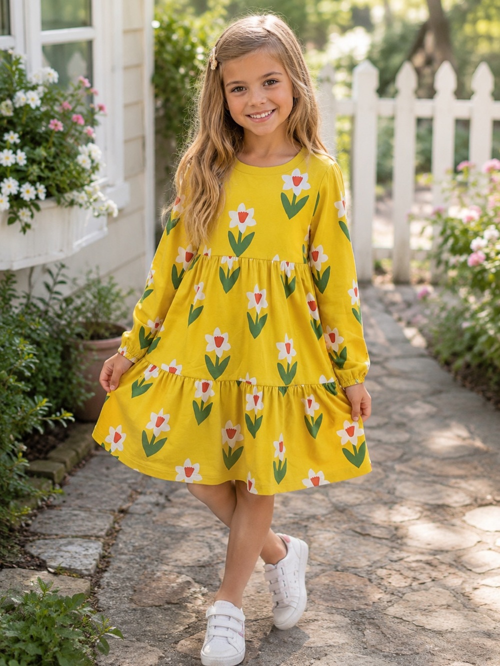 MINI BODEN DAFFODIL LONG SLEEVE SWEATSHIRT DRESS GIRLS 7-8